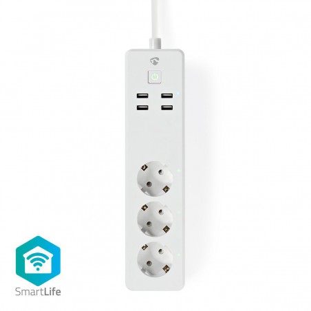 Wi-Fi Smart Stekkerdoos - 3x Schuko Type F - 4x USB - 16 A