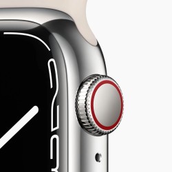 Apple Watch Series 7 45mm RVS Silver Wifi + 4G White Sport Band - B-grade