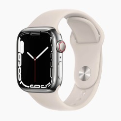 Apple Watch Series 7 41mm RVS Silver Wifi + 4G White Sport Band - A-grade