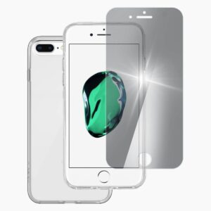TPU Case Transparent & Screenprotector iPhone 7 Plus/8 Plus Zwart TPU-hoesje transparant & Screenprotector iPhone 7 Plus/8 Plus